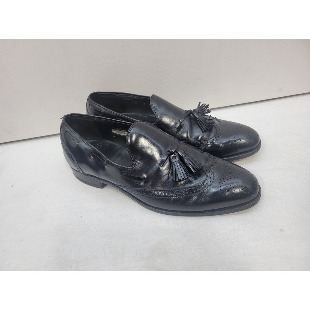 Bostonian Mens Black Leather Tassel Loafers Wingtip Dress Shoes 9 D 26911